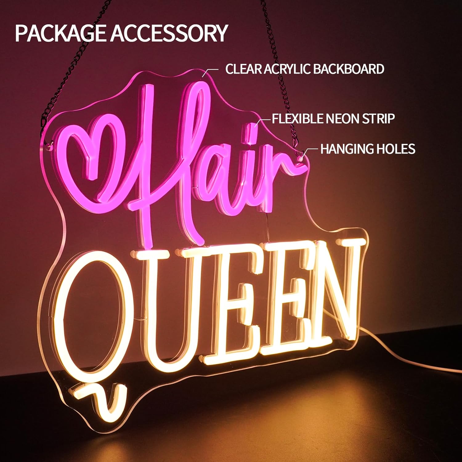 Hair Queen Neon Sign USB Power - đánh giá và giá Beauty Queen Makeup Studio