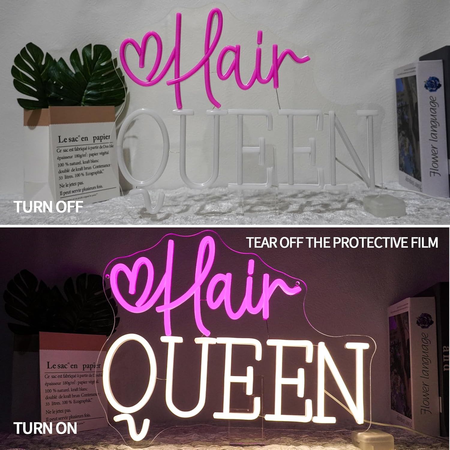 Hair Queen Neon Sign USB Power - đánh giá và giá Beauty Queen Makeup Studio